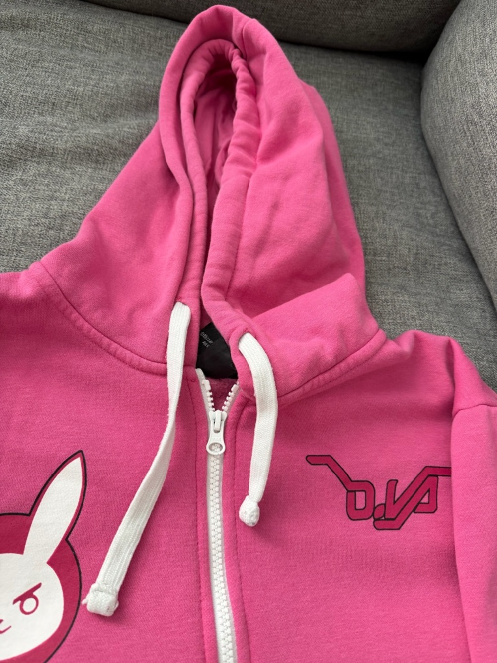 J!NX D.Va Overwatch Pink Zip-Up Hoodie Character Iconology sponsors sleeves XL